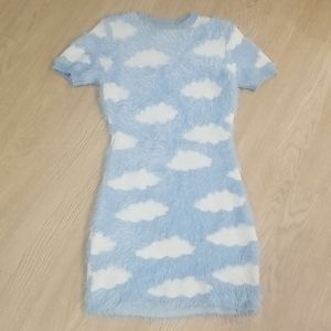 Fuzzy cloud short sleeve dress